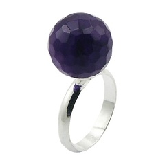 Gorgeous Faceted Amethyst Sphere Ring With Sterling Silver