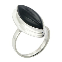 Marquise Shape Black Agate Cabochon Trendy Ring Design
