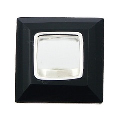 In Vogue Open Single Step Cut Square Black Agate Silver Ring by BeYindi 