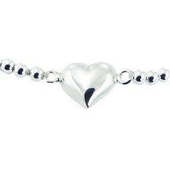 Polished Sterling Silver Puffed Heart Charm Bracelet 2