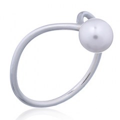 925 Silver Wishbone Ring with Fixed Swarovski Crystal Pearl