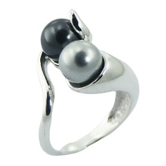 Artful Sterling Silver Ring 8mm Swarovski Crystal Pearls