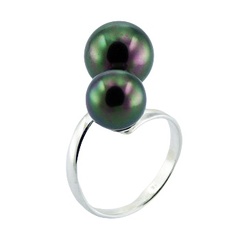 Sterling Silver Spiral Pearl Rings Two Imitation Pearls