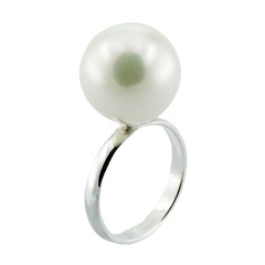 Gorgeous Sterling Silver Pearl Ring Large Imitation Pearl