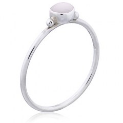 Round Mother of Pearl 925 Silver Ring by BeYindi