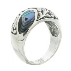 925 Silver  Abalone-Paua Shell Ring Elegant Branching Decor