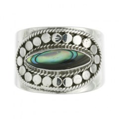 Sterling Silver Ring with Marquise-shaped Abalone Paua Shell