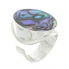 Classy Sterling Silver Oval Abalone Shell Ring