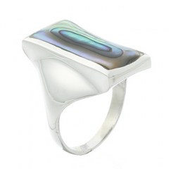 Rectangular Tapered Sterling Silver Abalone Ring