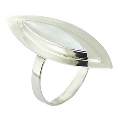 Mother of Pearl Ring Layered 925 Silver Marquise Shapes