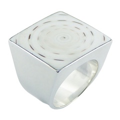 Square Bold Shiva Eye Ring Sterling Silver Shell Jewelry
