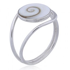 Delicate Shiva Eye Shell Ring 925 Sterling Silver Looping Band by BeYindi