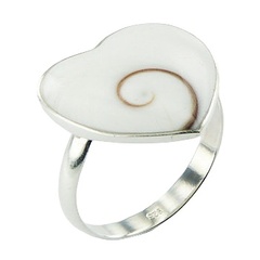 Adorable Shiva Eye Shell Heart 925 Sterling Silver Ring