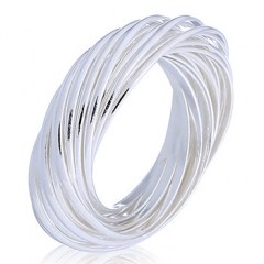 21 Wire Twined In Set Of Silver Rings