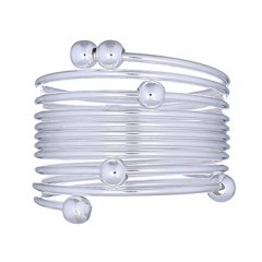Coiled 925 Silver Wire Ring with Sliding Beads by BeYindi 