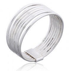 Multi-band Sterling Silver Wire Ring with Holder 7 Bands