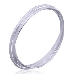 925 Sterling Silver Interlocked Shiny Triple Delicate Band Rings