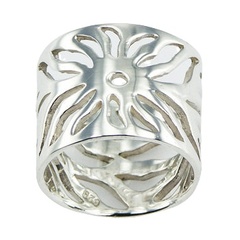 In Vogue Open Flowing Rays Sterling Silver Sun Cylinder Ring by BeYindi 
