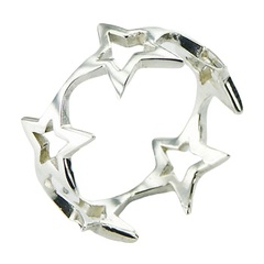 Sterling Silver Openwork Star Ring Interconnected Open Stars