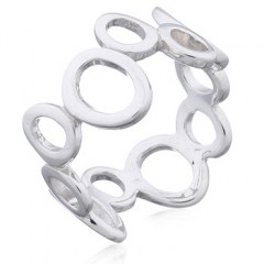 Cute Sterling Silver Designer Ring Open Ovals Varying In Size