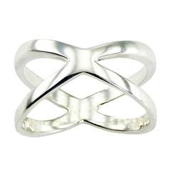 Plain Sterling Silver Ring Diagonal Shifted Crossing Bands by BeYindi 