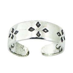 Sterling Silver Toe Ring Antiqued Diamond-shaped Flowers by BeYindi 