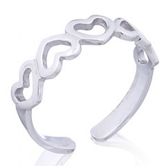 Plain Silver Inverted Hearts Band Toe Ring