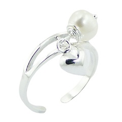 Sterling Silver Toe Ring with Puffed Heart Pearl Charms by BeYindi