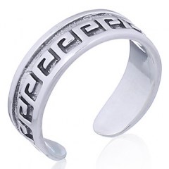 Sterling Silver Toe Ring With Geometric Line Pattern