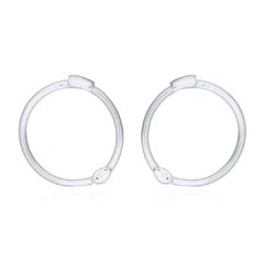 Circle Huggie Round Silver Hoop Earrings