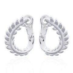 Curly Leafy Silver Plated Hoop Clip Earrings by BeYindi 