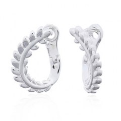 Curly Leafy Silver Plated Hoop Clip Earrings