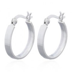 Plain Wire Flat Circle Sterling Silver Hoop Earrings