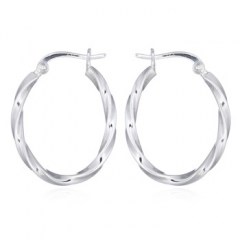 Sterling Silver Twisted Oval Hoop Earrings by BeYindi