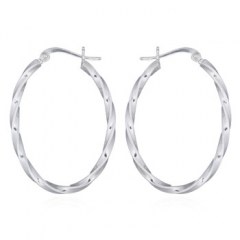 Oval Twisted Sterling 925 Hoop Earrings by BeYindi