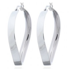 Curly Polished Silver Flat Circle Hoop Earrings by BeYindi