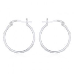 20 mm Faceted Silver Wire Hoop Earrings