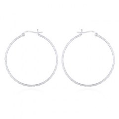 40 mm Faceted Silver Wire Hoop Earrings
