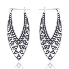 Artisan Elliptical Silver Hoop Earrings by BeYindi