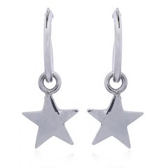 Sterling Silver Polished Star Mini Hoop Earrings by BeYindi 