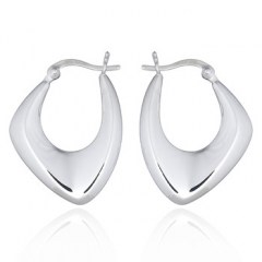 Angular Scallop Sterling  Silver Hoop Earrings