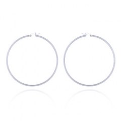 70mm Round Silver Hoop Earrings