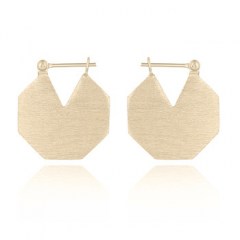 Octagon Yellow Gold Plated Hoop Earrings by BeYindi