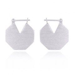 Octagon Silver Plated Hoop Earrings by BeYindi