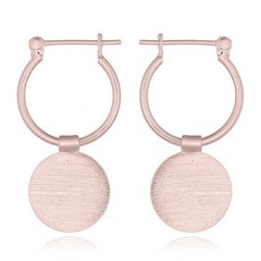 Rose Gold Plated Silver Hoop Earrings Brushed Disc by BeYindi