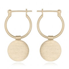 Gold Plated Silver Hoop Earrings Brushed Disc by BeYindi