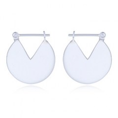 Polished Finish 925 Silver Modern Round Hoops