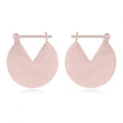 Brushed Rose Gold Plated Contemporary Hoop Earrings by BeYindi