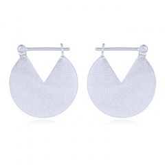 Brushed Silver-Plated 925 Silver Modern Round Hoops