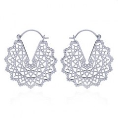 Lace Mandala 925 Silver Hoop Earrings